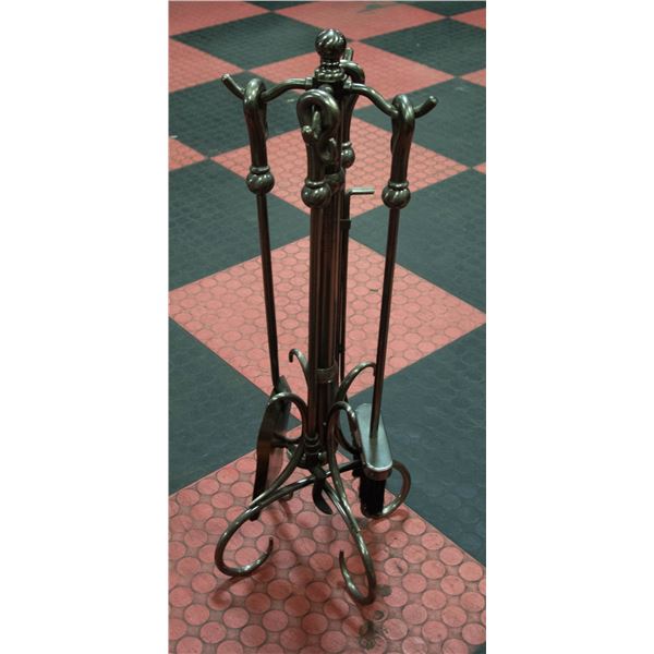 PEWTER FIREPLACE SET