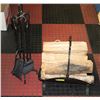 Image 1 : 5PC FIREPLACE SET WITH LOG HOLDER & WOOD
