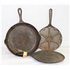 3 CAST IRON PANS