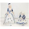 Image 1 : 2 VINTAGE BLUE & WHITE PORCELAIN LADY FIGURES