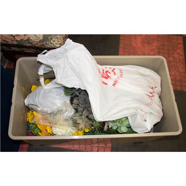 BIN OF SILK FLOWERS