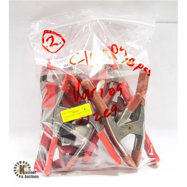 18PCS SQUEEZE CLAMPS, ASSORTED SIZES