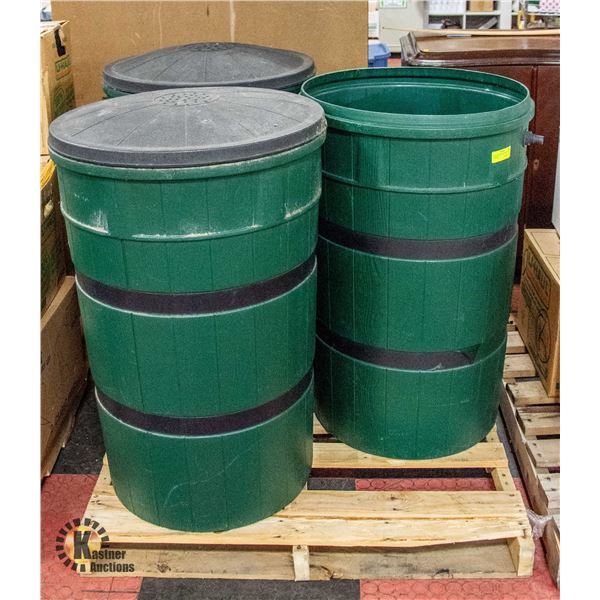 ESTATE PALLET LOT OF 3 RAIN BARRELS