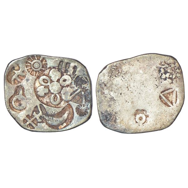 Ancient India: Archaic silver punch-marked coin - Bihar series, generally attributed to 'Magadha Jan