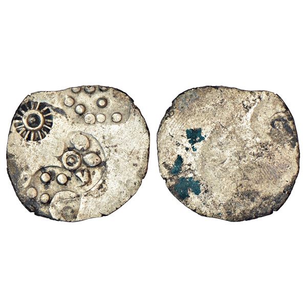 Ancient India: Archaic silver punch-marked coin - Bihar series, generally attributed to 'Magadha Jan