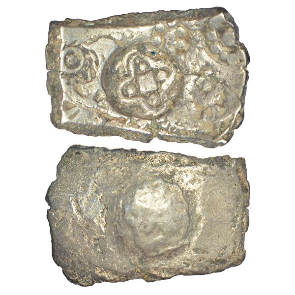 Ancient India: Archaic silver punch-marked coin, Ghagra-Gandak River Valley region, 'Narhan hoard' t