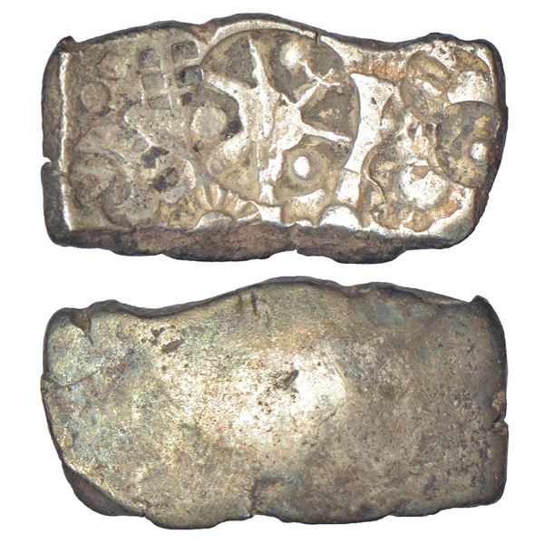 Ancient India: Archaic silver punch-marked coin, Ghagra-Gandak River Valley region, 'Narhan hoard' t