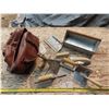 Image 1 : Bag of dry wall and mudding trowels + Metal tool/mud bucket