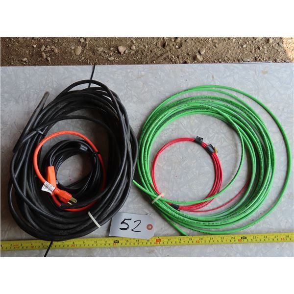 Lot of 27ft & 30ft cable for extension cords, 35ft of air brake line, heat cord for pipe.