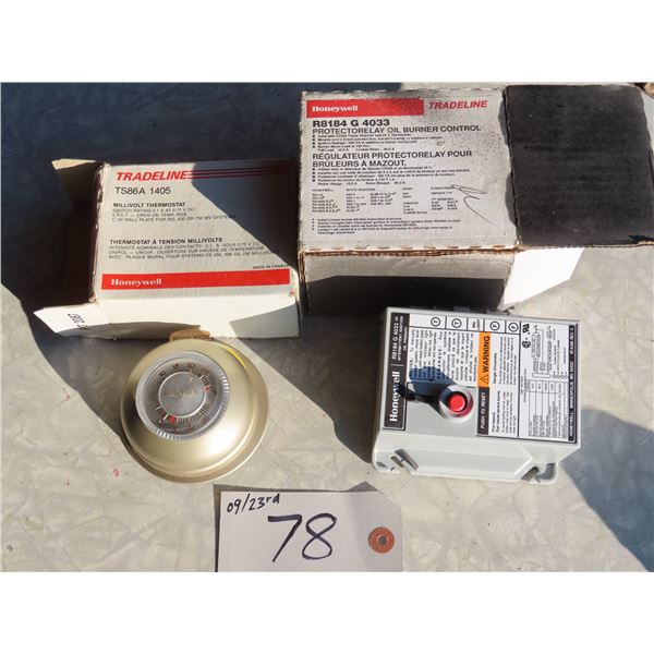 Minivolt Thermostat - TS86A 1405 + Honeywell R8184 G 4033 Protectorelay Oil Burner control