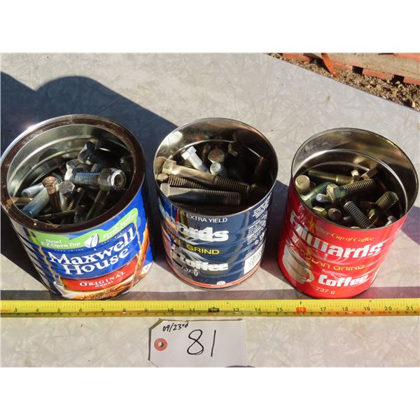 3 containers of assorted nuts and bolts