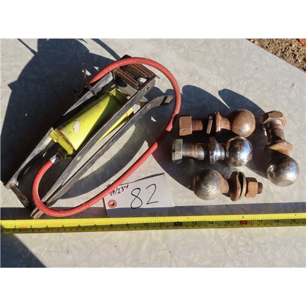 4 2" ball hitches and foot air pump
