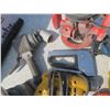 Image 9 : box of electrical tools - router, jigsaw, sander, grinder, drills, trouble light, etc.