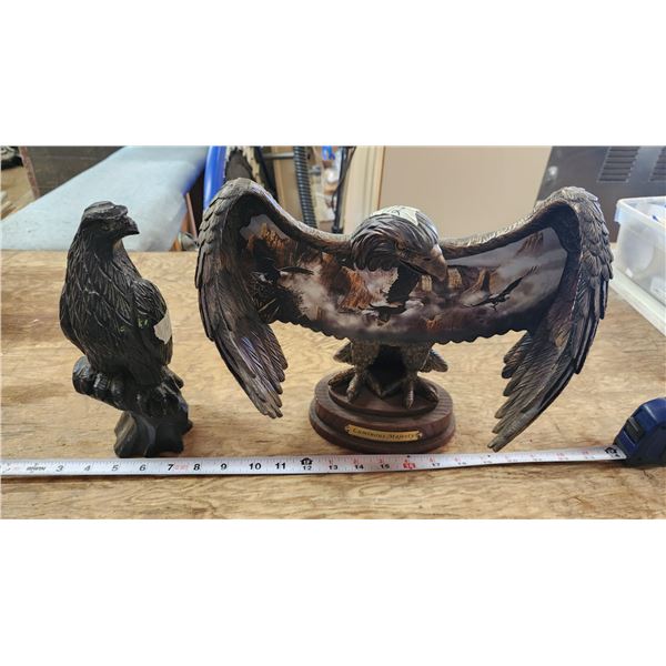 Pair of Eagle Figurines - 1 is Bradford Exchange "Luminous Majesty"