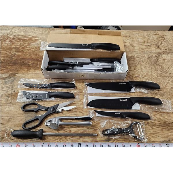 Assorted Eating Utensils - New Ticwell Knife Set and Extra utensils