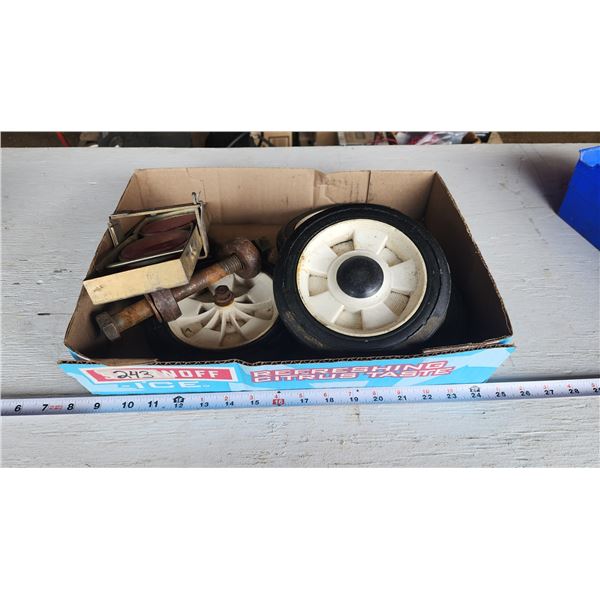 Misc items - 4 wheels, emergency kit and clevis