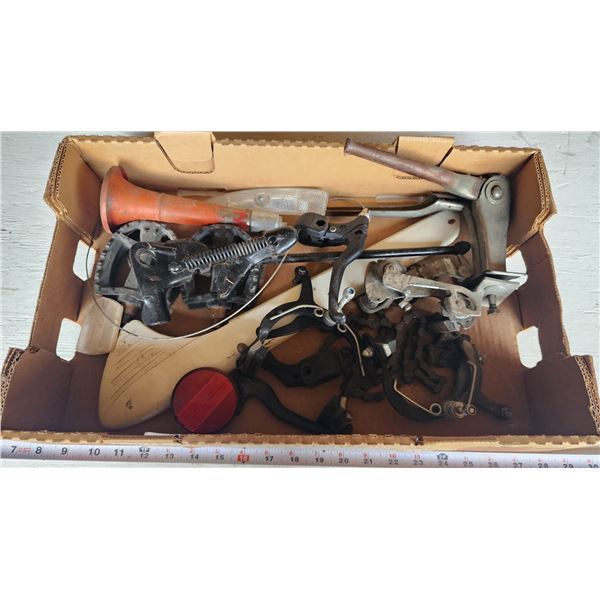Misc bike/bicycle parts - chain, brakes, pedals, reflectors, horn, fender, etc.