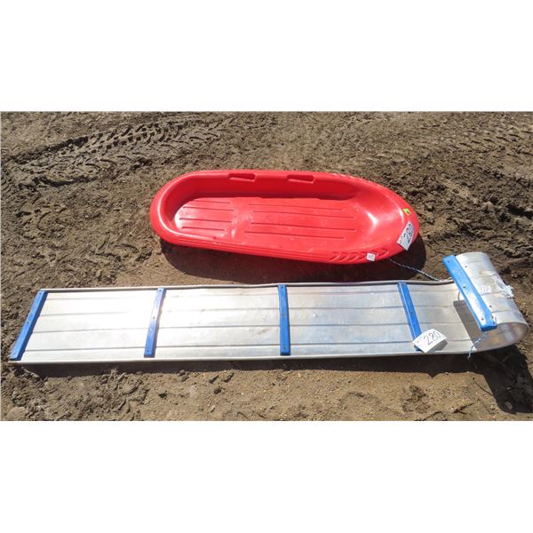 Aluminum Toboggan 6ft long + 4ft plastic sled