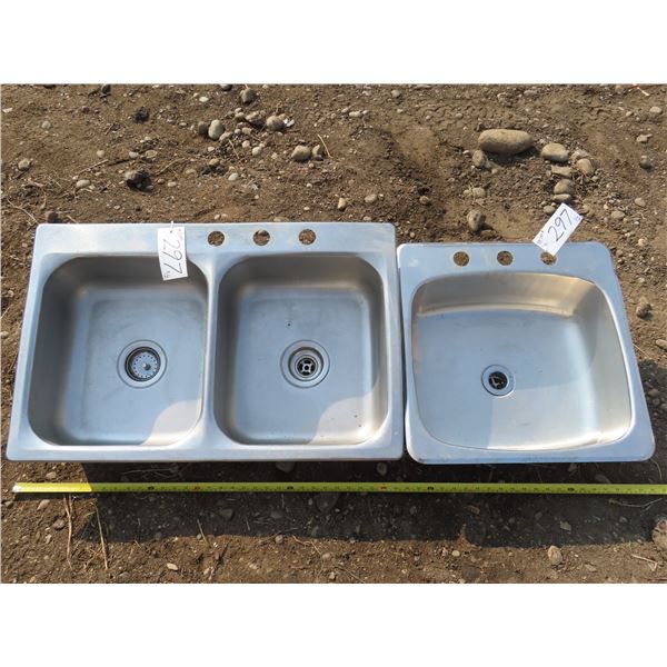 2 Metal Sinks (1 single, 1 double)