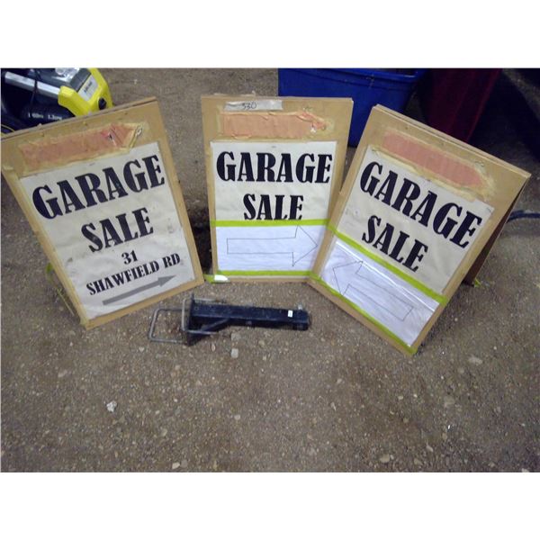 Hitch + 3 Garage Sale Signs