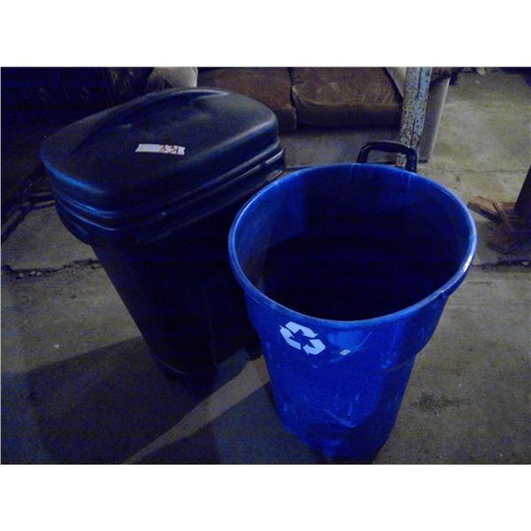 Black Garbage Can -Large and Small + Blue Bin