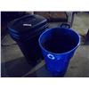 Image 1 : Black Garbage Can -Large and Small + Blue Bin