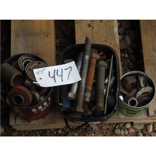 Lot of assorted washers, nuts and bolts, bearings, etc.