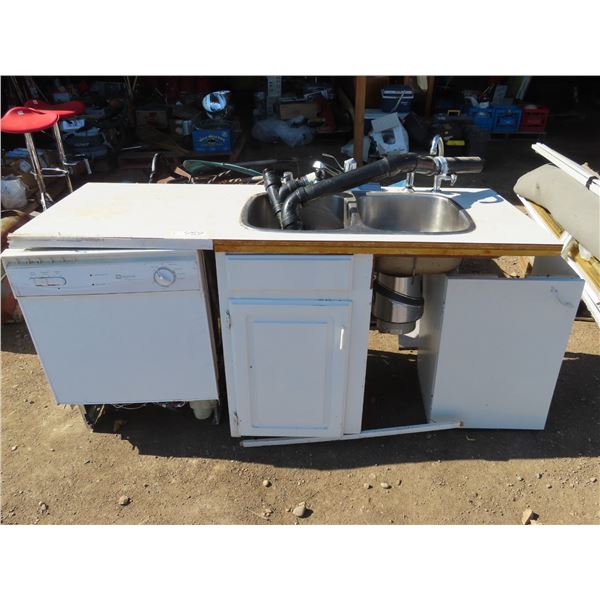 Dishwasher (Maytag Model: PDB3600AWE) & Counter top with sink/garborator/piping/etc. (66"x 24"x 31")