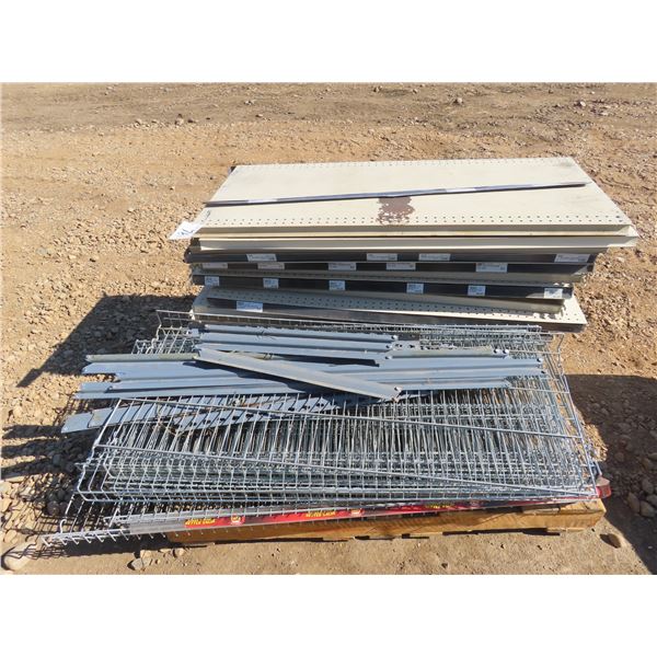 Pallet of 48"x 21.5" Shelving & 48"x 18" wire shelving