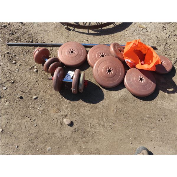 Lot of weight lifting equipment