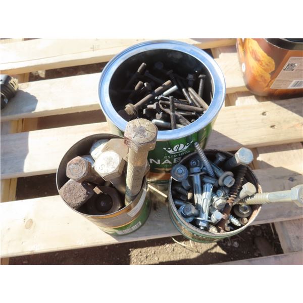 3 containers of assorted nuts and bolts, etc.