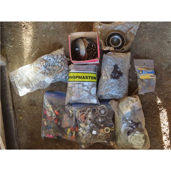 Box of assorted nails, electrical hardware, nuts/bolts, etc.