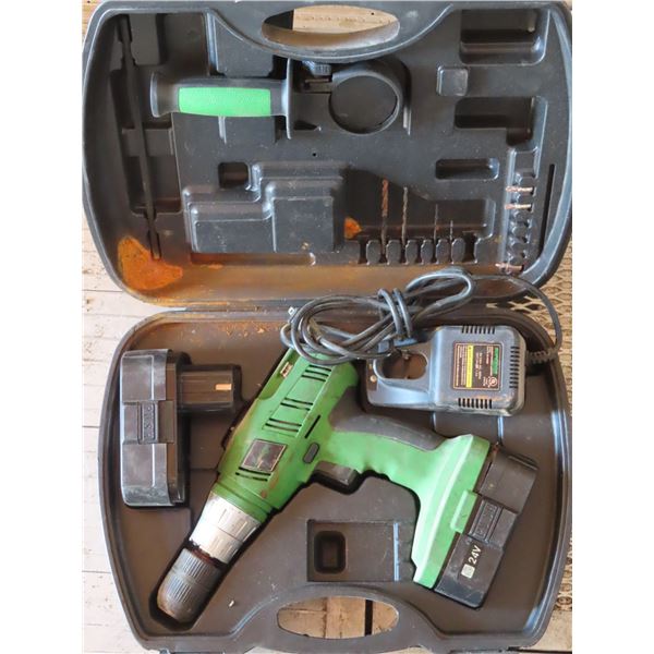Superior Cordless drill with batteries & Charger with case (one battery is damaged)
