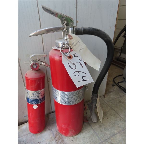 2 Vintage fire extinguishers (1 large, 1 small)