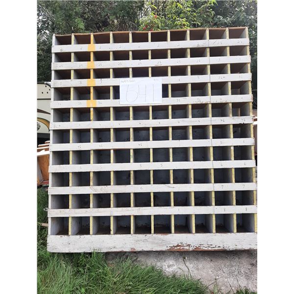 wooden bolt bin 5'5"w × 6'h x 10"