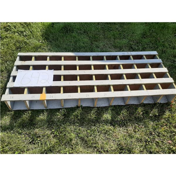 wooden bolt bin 5'5"w × 2'h x 10"