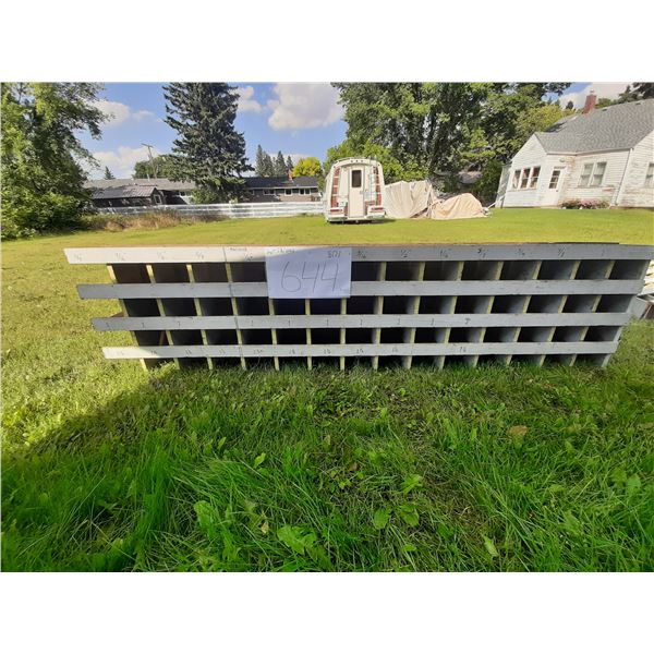 wooden bolt bin 8'w × 2'h x 10"