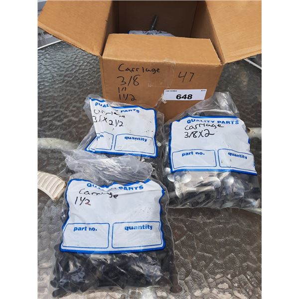 47lb box of 3/8 carriage bolts  1" 1 1/2" 2" 2 1/2"
