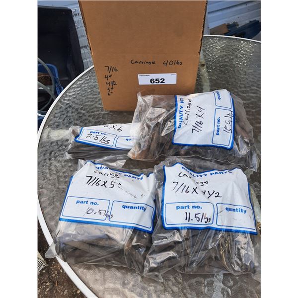 40lb box of carriage bolts 7/16 x 4" 4 1/2" 5" 6"