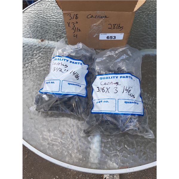 28lb box of carriage bolts 3/8 3" 3 1/2"