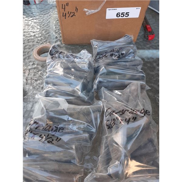 22 lb box of carriage bolts  5/8 x 4" 4 1/2"