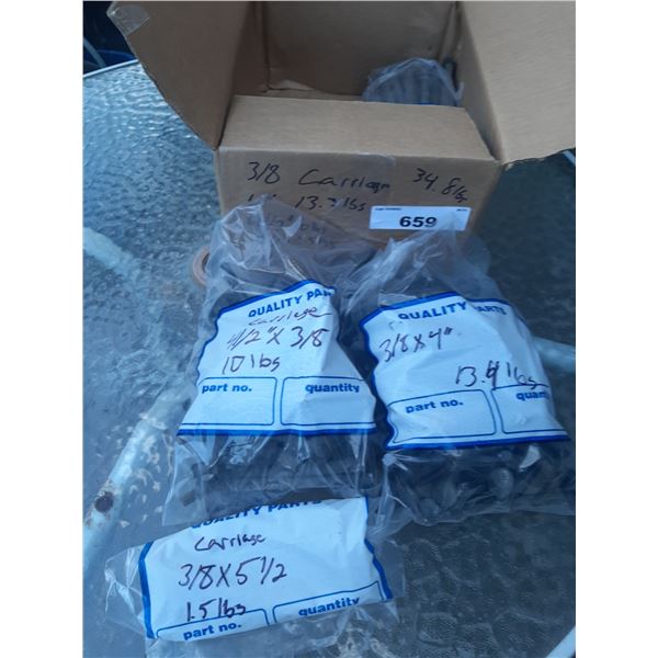34lb box of 3/8" carriage bolts 4" 4 1/2" 5 1/2" 10"