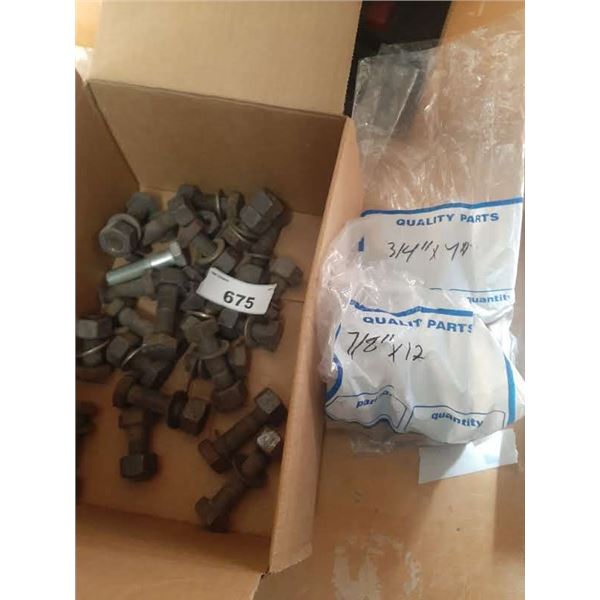 28lb box of bolts misc 3/4" with nuts and washers. 3/4"×4". 7/8 1 1/2