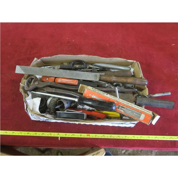 lot of assorted tools - files, drill bits, hole saw bits, etc.