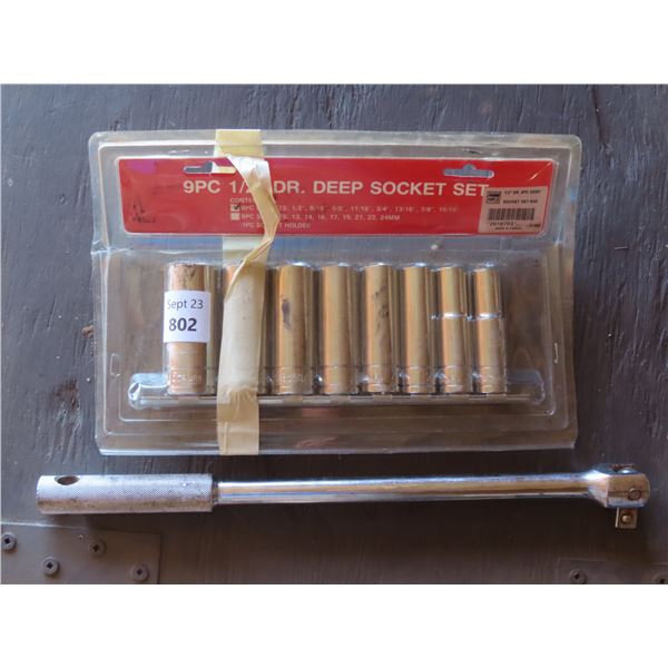 9 Piece 1/2" Deep socket set