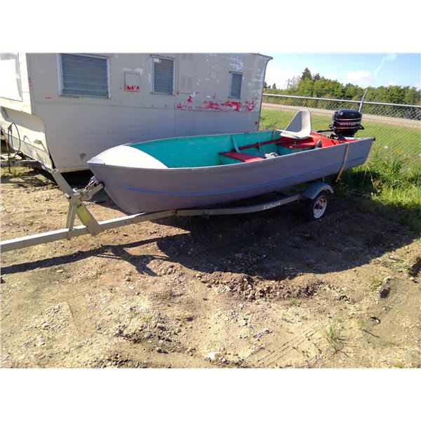 14' Boat, 20 HP Mercury motor ( carb recently given carb kit), Calkins Trailer  Trailer VIN 1CXBT161