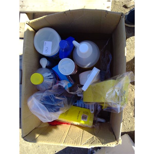 box of cleaning supplies