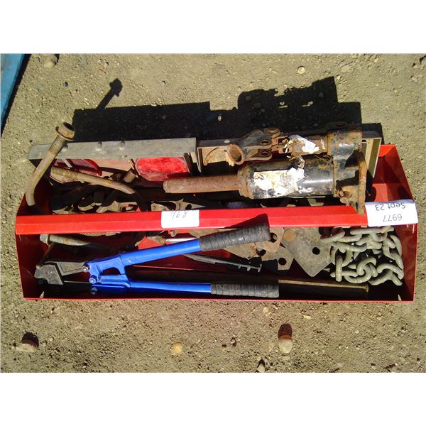 Tray with bolt cutters and misc.