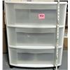 Image 1 : Plastic Sterilite 3-drawer storage container with roller wheels - 26"H X 22"W X 15"D
