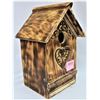 Image 2 : Custom made wooden bird house, fire burn etched - 12"